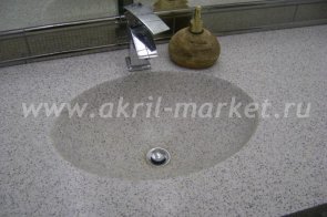 Столешница для ванной из искусственного камня на заказ Hanex (Habit Ivory)